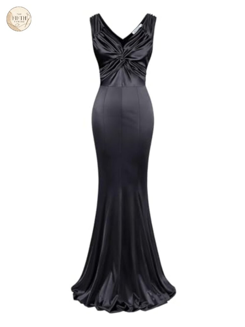 MUXXN Vintage Sleeveless Ruffle V Neck Mermaid Hem Cocktail Evening Gown
